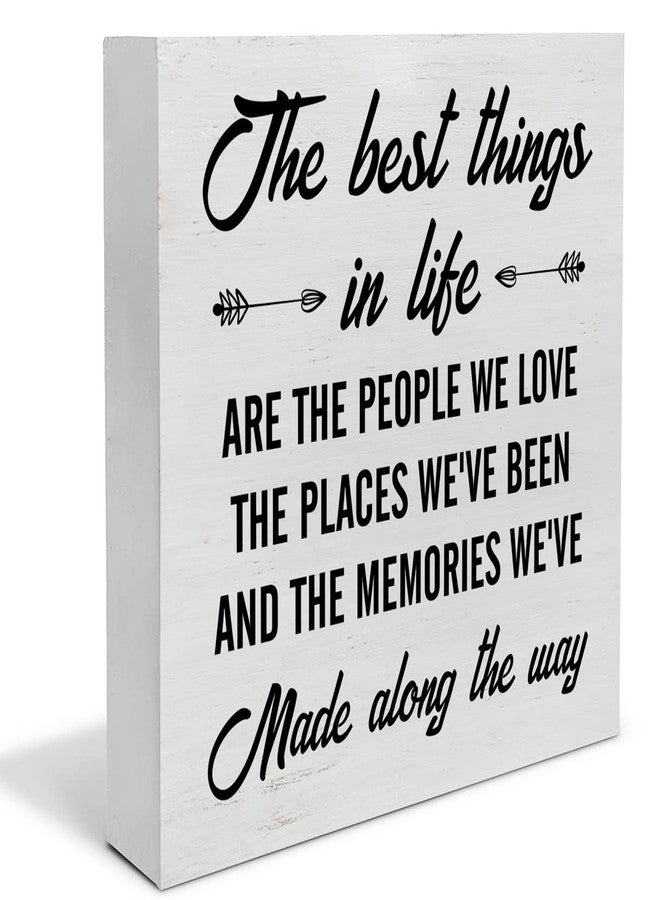 YIDOU the Best Things in Life are the People We Love Wood Box Sign Decor Desk Sign Wooden Box Block Sign Gifts for Friends Family, Home Office Shelf Wall Decoration - Image 1